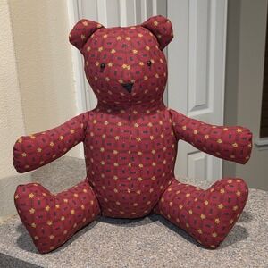 Handmade Christmas Teddy Bear Cloth Fabric Textile Stuffed Plush Star Tree‎ Red
